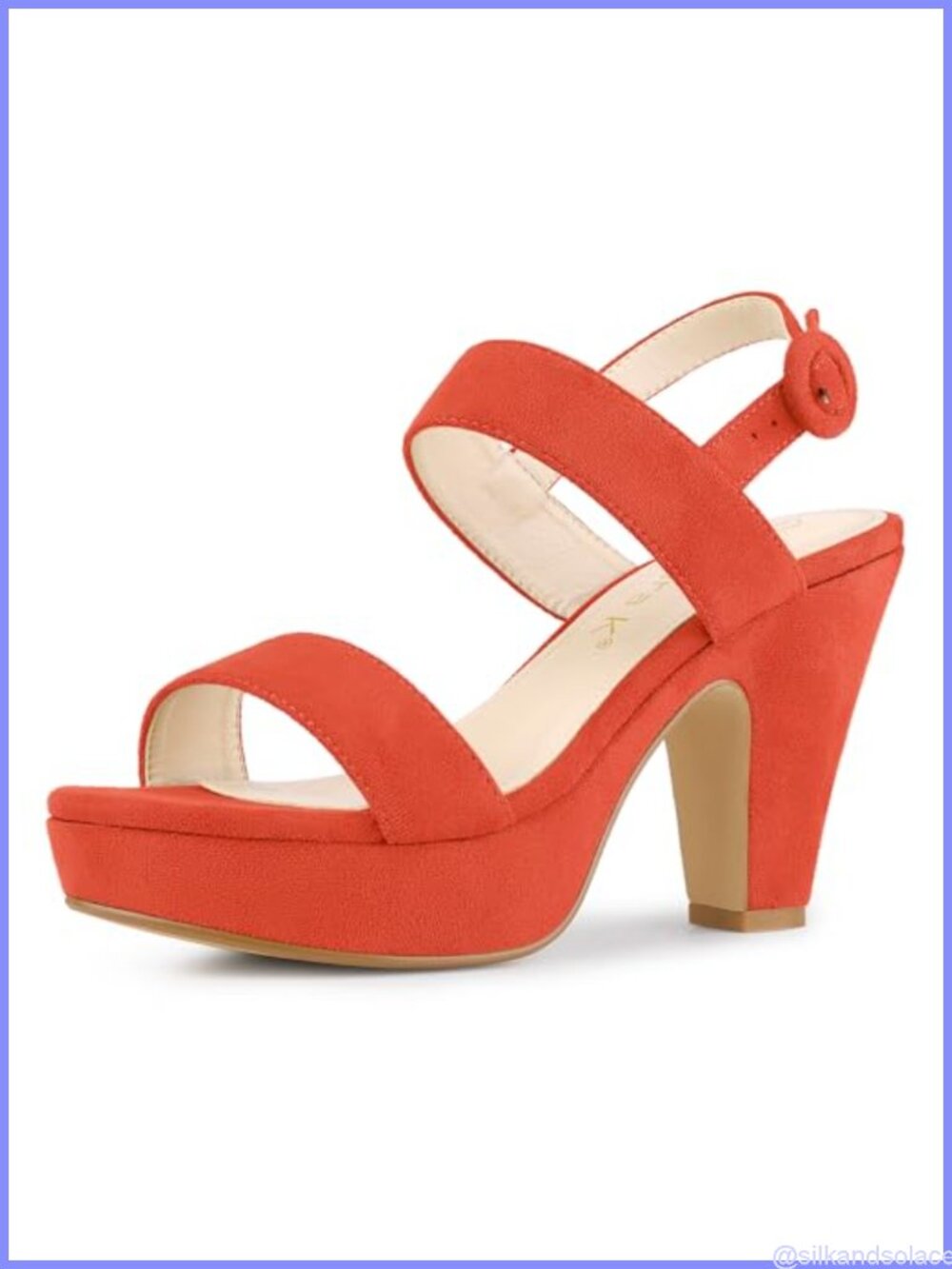 Faux Suede Platform Slingback Heels Chunky High Heel Buckle Sandals